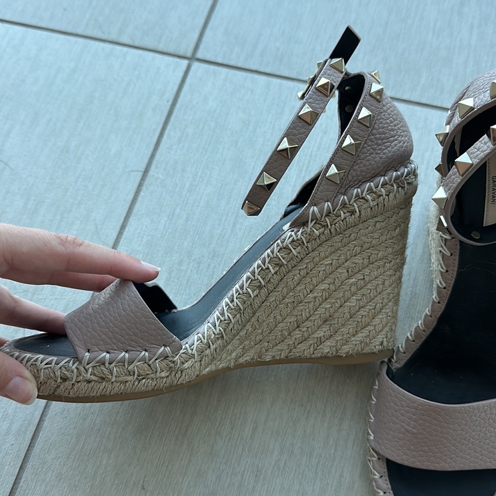 Valentino Rockstud Double Espadrille Wedge Sandals - Picture 4 of 6